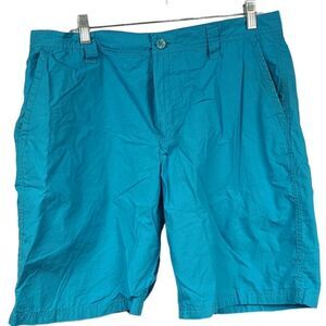 Men's Columbia Washed Out Shorts Blue Size 36 Cotton Poplin Chino Modern Outdoor
